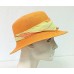 Loro Piana Orange Scarf Wrapped Straw Hat Medium  eb-42017193